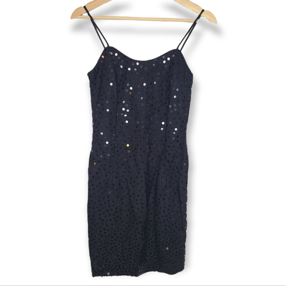 Vintage Jessica McClintock Gunne Sax 90s Sequin Slip Dress - Picture 1 of 8